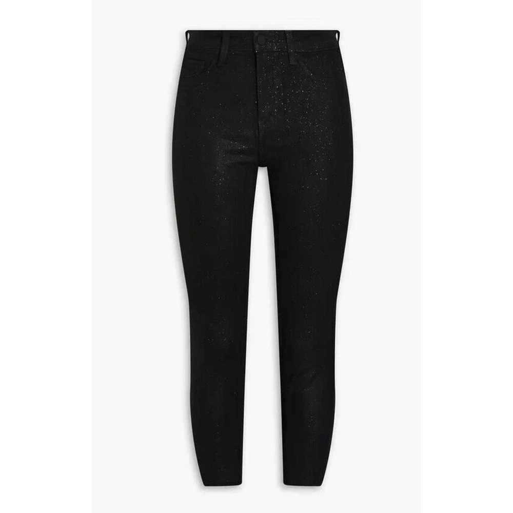 NWOT L'AGENCE Margot cropped glittered high-rise skinny jeans Size 25 Black